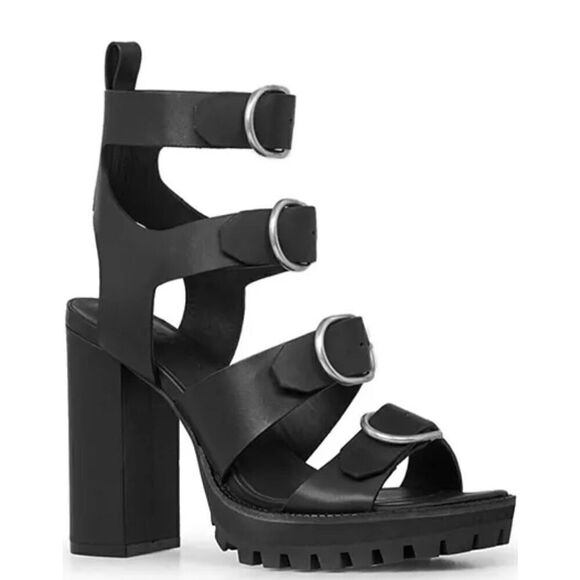 ALLSAINTS Osuna Multi Strap High-Heel Sandals in Black NWOB Size 40/9 - Picture 1 of 8